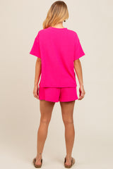 Fuchsia Ribbed Shorts Set