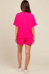 Fuchsia Ribbed Maternity Shorts Set