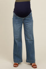 Blue Wide Leg Maternity Jeans