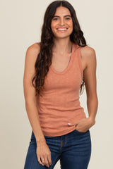 Mauve V-Neck Ribbed Maternity Tank Top