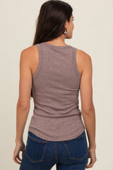 Mocha V-Neck Ribbed Tank Top