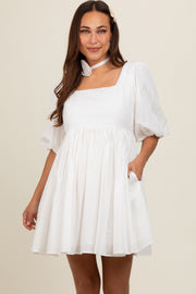 White Babydoll Maternity Mini Dress