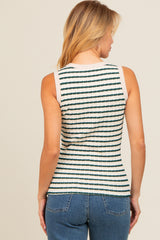 Forest Green Striped Knit Sleeveless Top