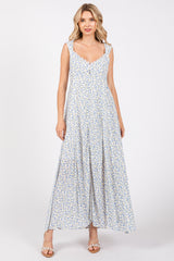 Light Blue Floral Button Down Maxi Dress