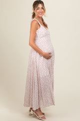 Lavender Floral Button Down Maternity Maxi Dress