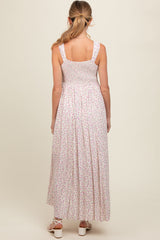 Lavender Floral Button Down Maternity Maxi Dress