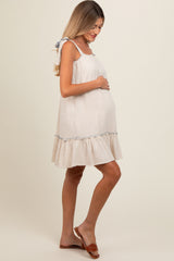 Cream Ruffle Hem Maternity Mini Dress