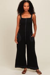 Charcoal Waffle Knit Wide Leg Maternity Jumpsuit