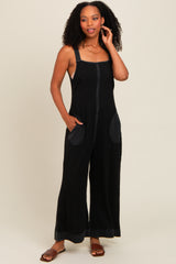 Charcoal Waffle Knit Wide Leg Jumpsuit