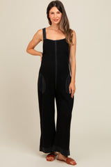 Charcoal Waffle Knit Wide Leg Maternity Jumpsuit