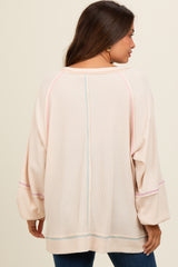 Cream Split Neck Oversized Maternity Long Sleeve Top