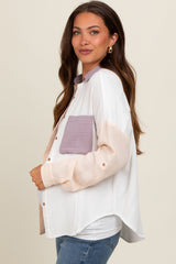 Lavender Lightweight Colorblock Maternity Button Up Top