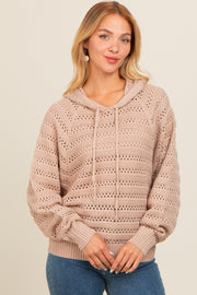 Beige Pointelle Knit Sweater