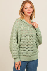 Light Olive Pointelle Knit Maternity Sweater