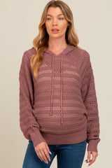 Plum Pointelle Knit Maternity Sweater