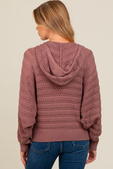 Plum Pointelle Knit Maternity Sweater