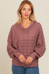 Plum Pointelle Knit Maternity Sweater