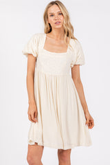 Ivory Eyelet Lace Contrast Babydoll Dress