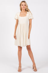 Ivory Eyelet Lace Contrast Babydoll Dress