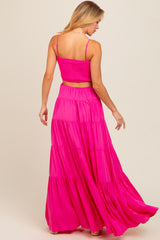 Pink Smocked Cutout Maxi Dress