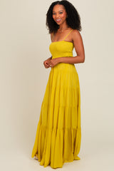 Yellow Smocked Cutout Maxi Dress