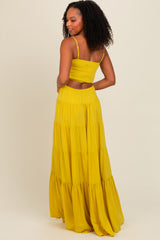 Yellow Smocked Cutout Maxi Dress