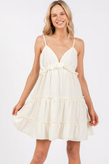 Cream Tiered Maternity Mini Dress