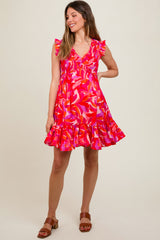 Fuchsia Abstract Print Maternity Mini Dress