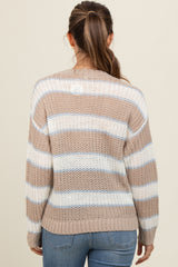 Beige Multi-Striped Maternity Sweater