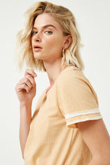 Peach Colorblock Trim Short Sleeve Tee