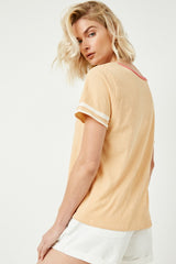 Peach Colorblock Trim Short Sleeve Tee