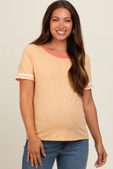 Peach Colorblock Trim Maternity Short Sleeve Tee