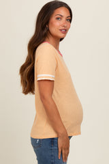 Peach Colorblock Trim Maternity Short Sleeve Tee