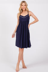 Navy Drop Front Maternity Nursing Dress