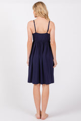 Navy Drop Front Nursing Dress