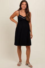 Black Drop Front Maternity Nursing Dress