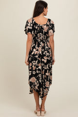 Black Floral Midi Dress