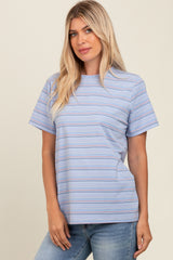 Blue Short Sleeve Multi Striped Top