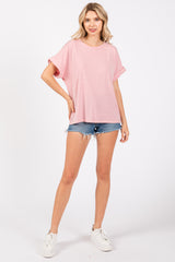 Pink Cuff Short Sleeve Top