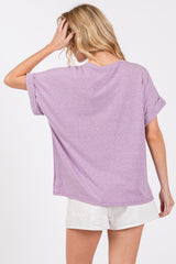 Lavender Cuff Short Sleeve Top