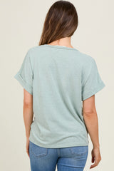 Light Olive Cuff Short Sleeve Maternity Top