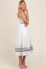 Ivory Contrast Stripe Midi Dress