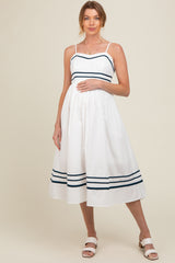 Ivory Contrast Stripe Maternity Midi Dress