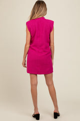 Fuchsia Textured Knit Mock Neck Maternity Mini Dress