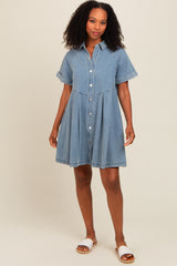 Blue Denim Button Down Mini Dress