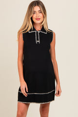 Black Contrast Stitch Maternity Polo Dress