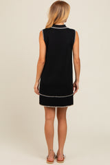 Black Contrast Stitch Polo Dress