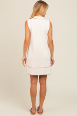 Cream Contrast Stitch Polo Dress