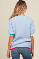 Light Blue Contrast Band Maternity Sweater