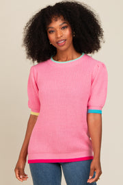 Pink Contrast Band Sweater